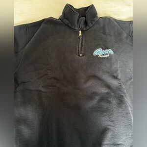 Roots Black Zip-Up Fleece Pullover
